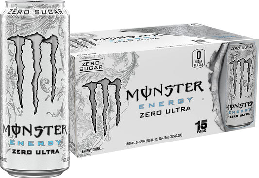 Monster Energy Zero Ultra, Sugar Free Energy Drink, 16 Ounce | Pack of 15